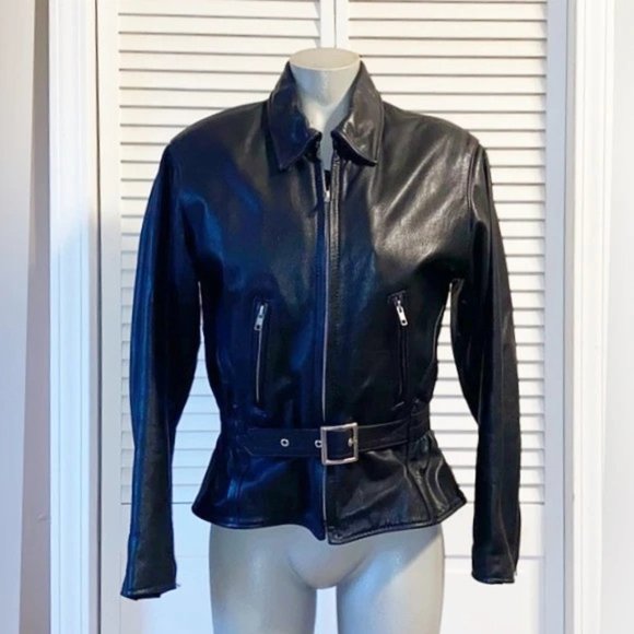 Hot Leathers Black Leather Peplum Biker Moto Jacket~S~